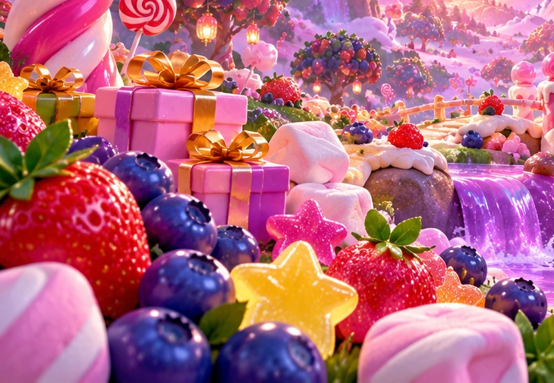 Luminous candy paths and stars, with no countdown to follow.
